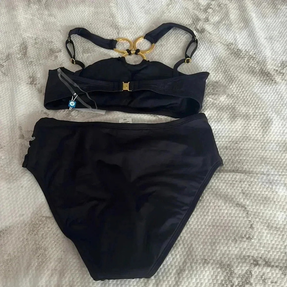 Bleu Rod Beattie Ring Me Up Over Shoulder Ring Swim Top and High Waist Bottom - Picture 11 of 14